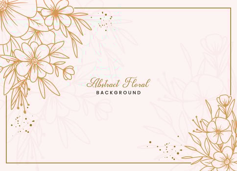 Hand-drawn floral botanical background with line art flowers and leaves vector