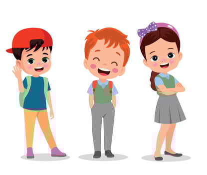 vector illustration of students in different postures