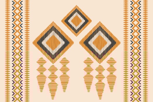 Ethnic Ikat fabric pattern geometric style.African Ikat embroidery Ethnic oriental pattern brown cream background. Abstract,vector,illustration.Texture,clothing,frame,decoration,carpet,motif. vector