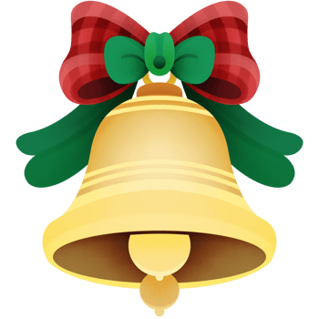 Golden bell with bow png