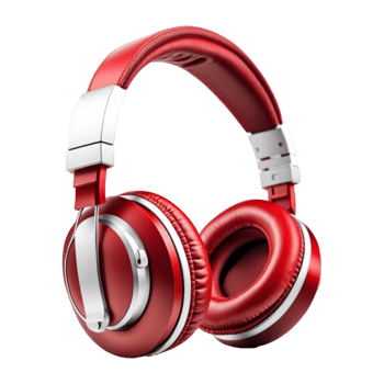 AI generated Red Headphones Isolated on Transparent Background png