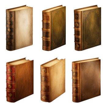 AI generated Old Books Collection Isolated on Transparent Background png