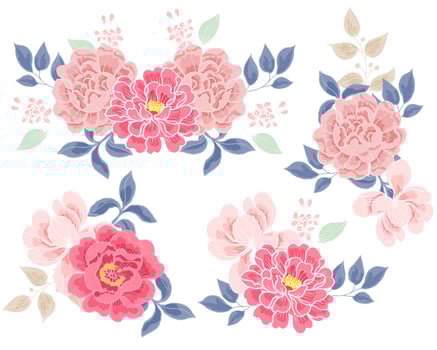 Vintage Pink Hand Drawn Rose Flower Arrangement vector