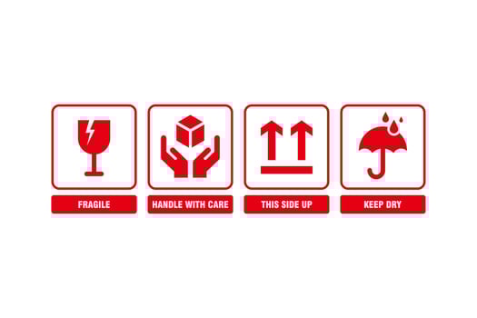 Set of Simple Flat Packaging Icon Illustration Design, Fragile Symbol Collection Template Vector