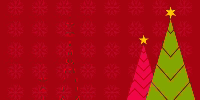 red christmas background, with simple christmas tree decorations. design free copy space area. vector for banner, poster, greeting card, social media.