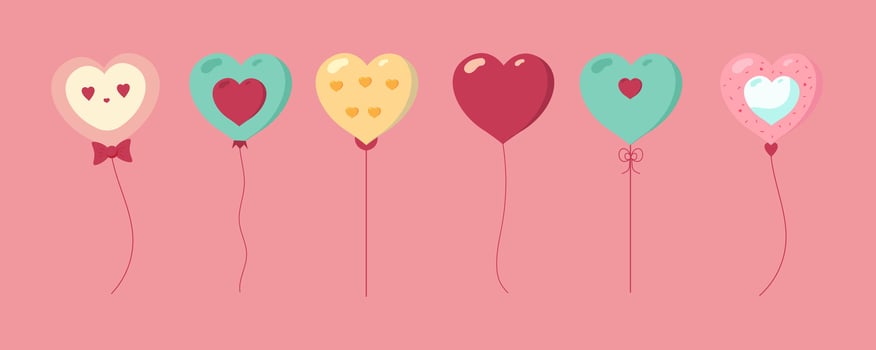 cute balloon object set with heart for valentine's day.illustration vector for postcard,icon,sticker
