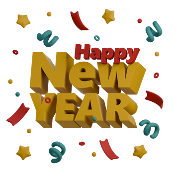 3D Icon of Happy ney year Text png
