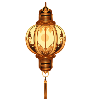 AI generated illustration of lantern with chinese new year ornament ai generative png
