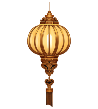 AI generated illustration of lantern with chinese new year ornament ai generative png