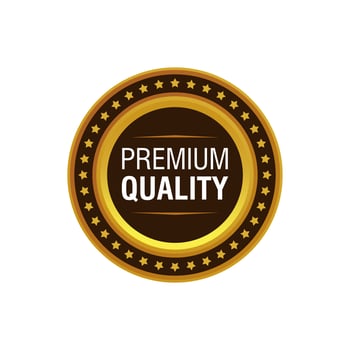 Unique Round Golden Badge with Text Premium Quality Template Vector, Award Gold and Brown Medal Design vector