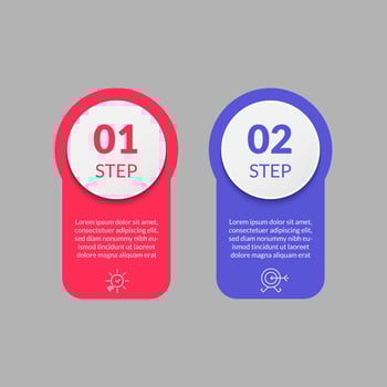 Minimal Business Infographics template. Timeline with 2 steps, options and marketing icons . vector