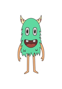 vector design illustration of a very cute and scary blue Monster