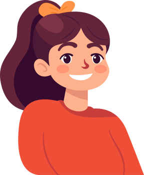The young woman is smiling happily. Flat Style Cartoon Illustration. png