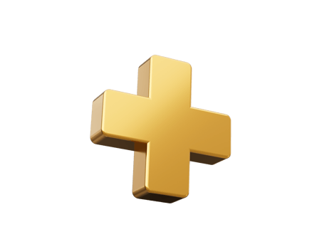 3d Plus icon Gold  3d illustration png