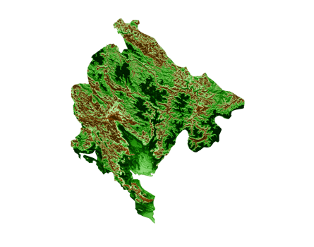 Montenegro Topographic Map 3d realistic map Color 3d illustration png