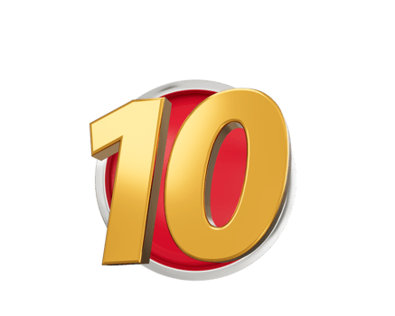 Gold Number 10 Gold Number Ten On Rounded Red Icon  3d illustration png