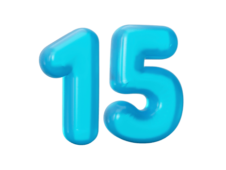 Blue jelly digit 15 Fifteen Jelly colorful alphabets numbers for kids 3d illustration png
