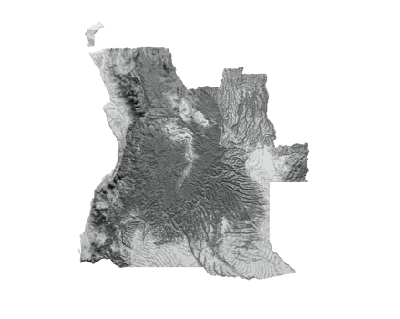 Angola Map Shaded relief Color Height map 3d illustration png