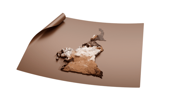 Map Of Cameroon Old Style Brown On Unrolled Map Paper Sheet , 3d illustration png