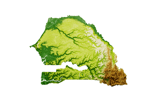 Senegal Map Shaded relief Color Height map  3d illustration png