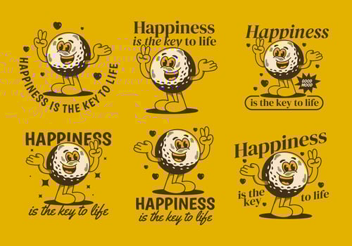 Happiness is the key to life. Mascot character illustration of golf ball with happy face vector
