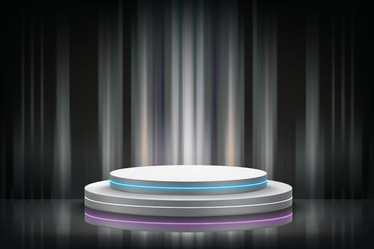 Abstract gray studio with podium. Design product template. 3d vector mockup