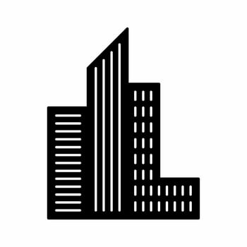 City building silhouette icon vector. Building silhouette can be used as icon, symbol or sign. Building icon vector for design of city, town or apartment