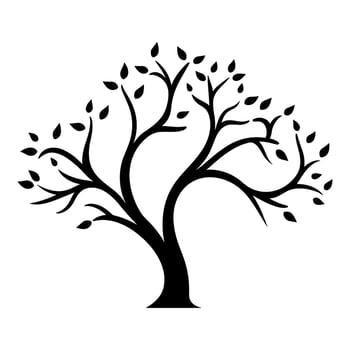 A Branch Tree vector Black Silhouette clipart isolated on a white background