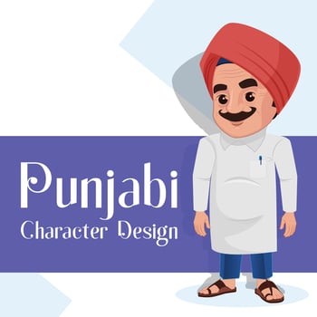Punjabi man Individually on a white background. vector