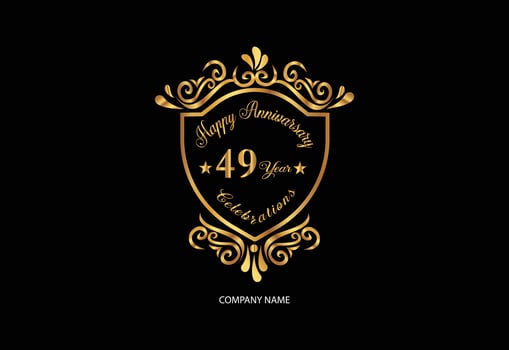 49 anniversary celebration logotype with handwriting golden color elegant design vector