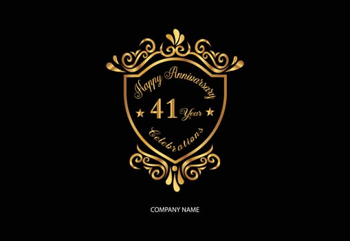 41 anniversary celebration logotype with handwriting golden color elegant design vector