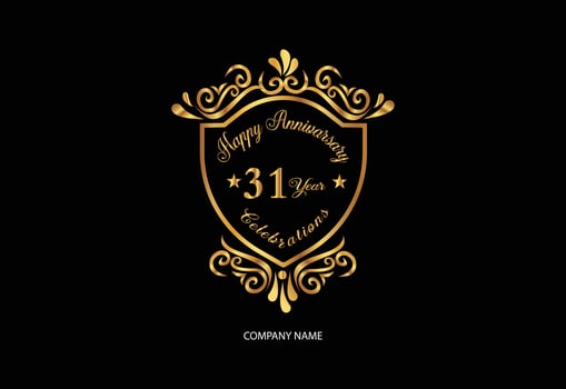 31 anniversary celebration logotype with handwriting golden color elegant design vector
