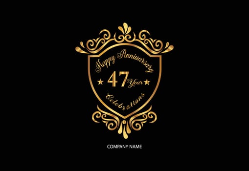 47 anniversary celebration logotype with handwriting golden color elegant design vector