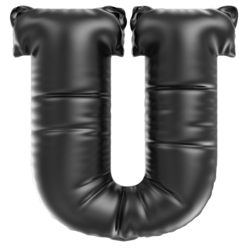 Balloon Font U Black 3D Rendering png