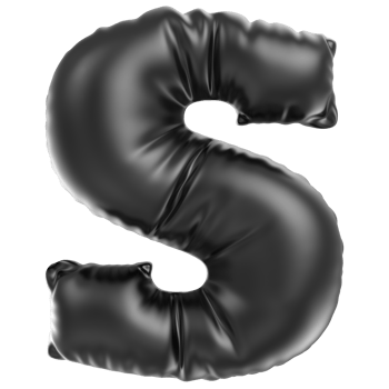 Balloon Font S Black 3D Rendering png