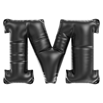 Balloon Font M Black 3D Rendering png