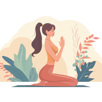 A girl doing yoga on a mat. Illustration of calm and meditation. Healthy lifestyle concept. vector