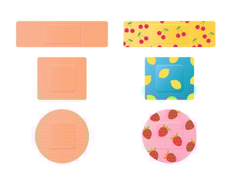 Medical plaster classic and kid set. First aid elements vector