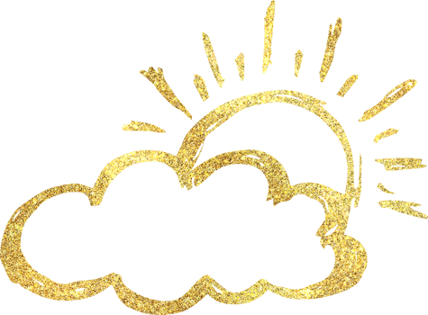 golden hand drawn glitter sky object png