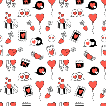 Seamless romantic valentine pattern. Love symbols png