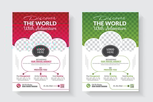 Travel or trip flyer design and brochure cover page template. Summer brochure template for travel agency vector