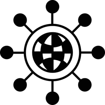 Global reach solid glyph vector illustration