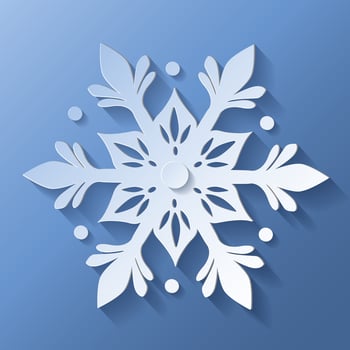 Vector white christmas paper cut 3d snowflake