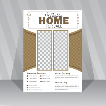 Creative property Real Estate Flyer design template with Beige Accents. vector