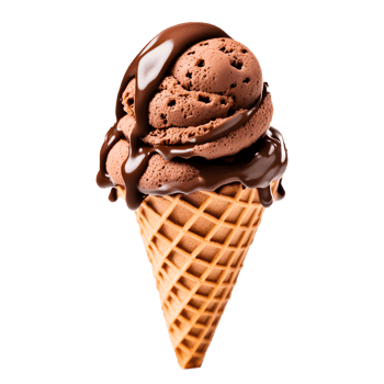 AI generated Chocolate Ice Cream Cone Isolated on Transparent Background png