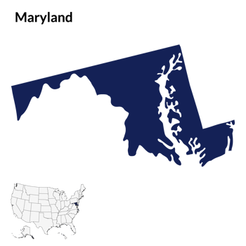Maryland US state map. USA map png