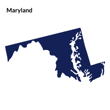 Maryland US state map. USA map png