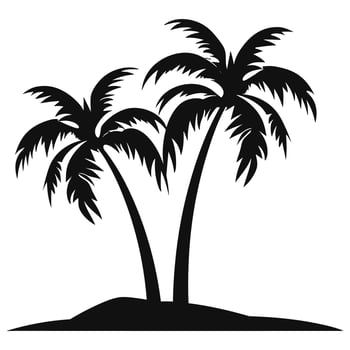 A Palm tree vector silhouette isolated on a white background, Tropical palm tree black clipart