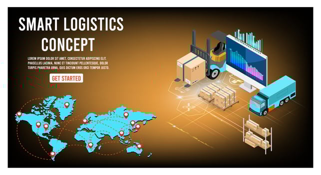 Modern Global logistic service concept with export, import, warehouse business, transport. Vector illustration eps 10