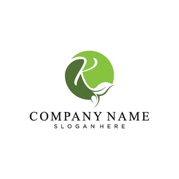 Initial Letter K With Leaf Luxury Logo. vector
